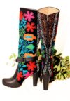 beautiful colorful handmade boots in suzani fabrics, leather and textile