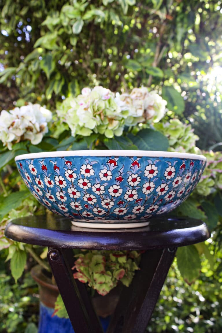 Handmade Turkish Bowl Poetic Colorful Motifs Leadfree