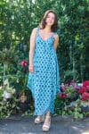 Airy dress in a watergreen color with print